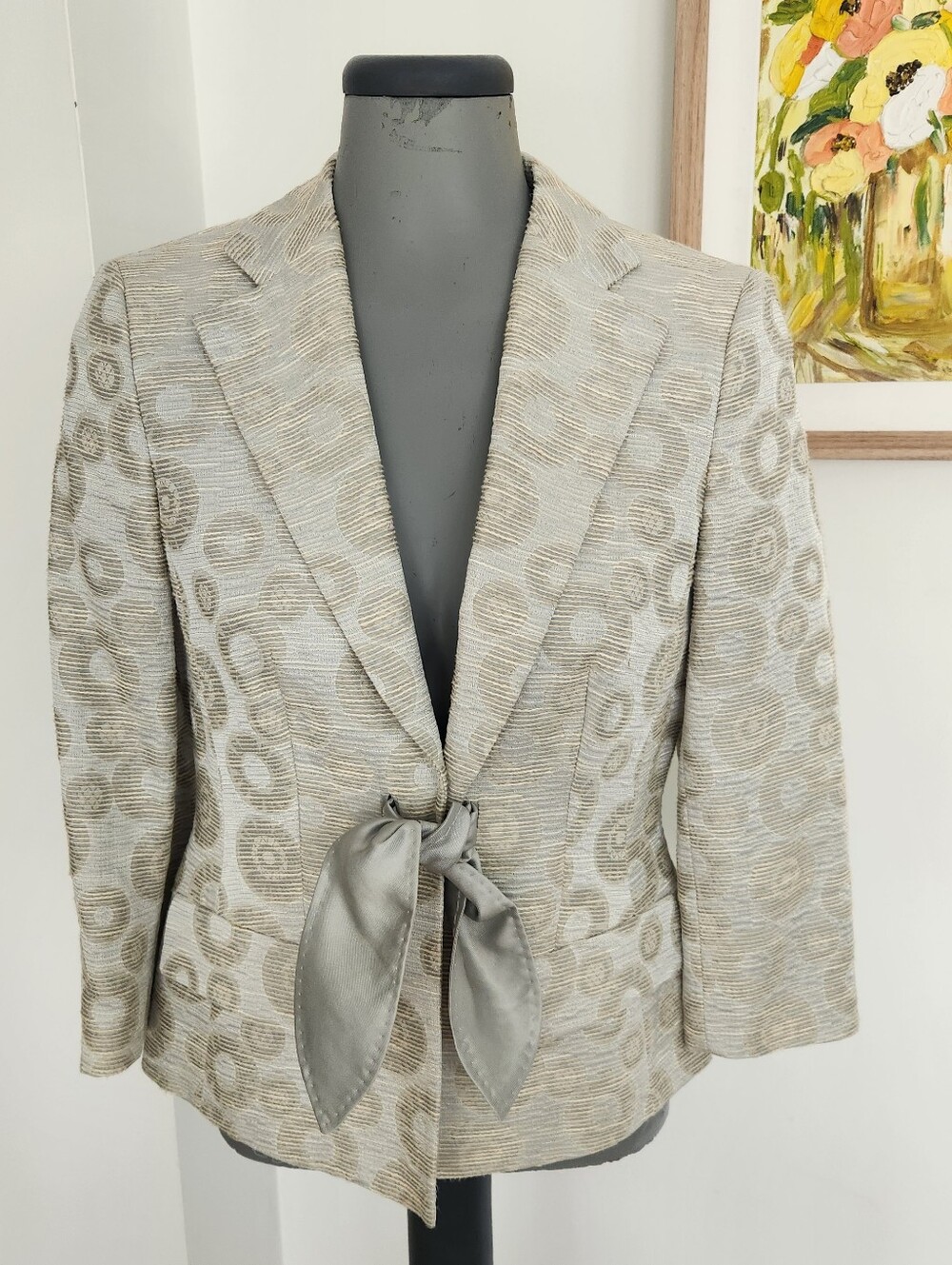 Rena Lange Beige Satin-Look Lining with Black Brand Label